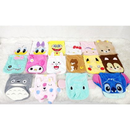 {M'SIA STOCK} Big Size Cartoon Drawstring Pocket Mini Storage Bag Portable 21cm 卡通（大号）抽绳口袋/化妆包学生女可爱收纳包抽绳束口袋7寸 poket tali